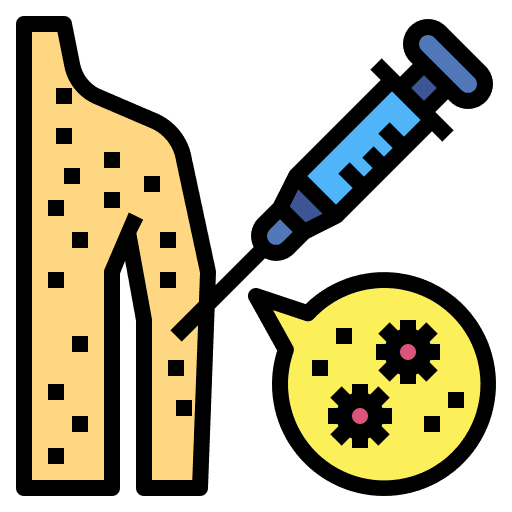 Smallpox bacteria syringe vaccine icon