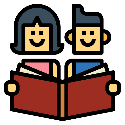 Reading kids book girl icon