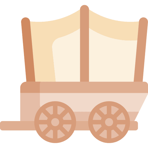 Cart wheels western transportation icon