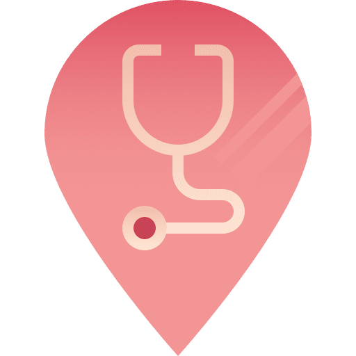 Health clinic pin travel trip icon