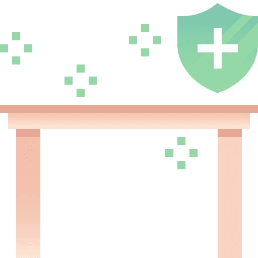 Table safe anti-bacterial furniture and household icon