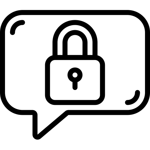 Message privacy padlock dialogue icon Message privacy padlock dialogue icon