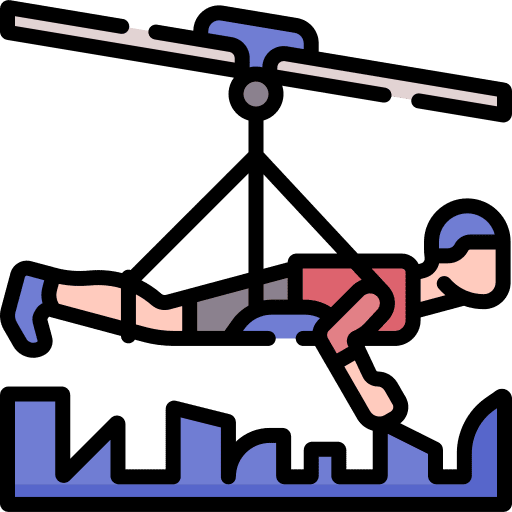 Zipline adventure transportation transport icon