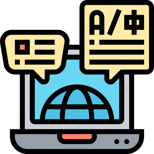 Translation laptop learning language icon