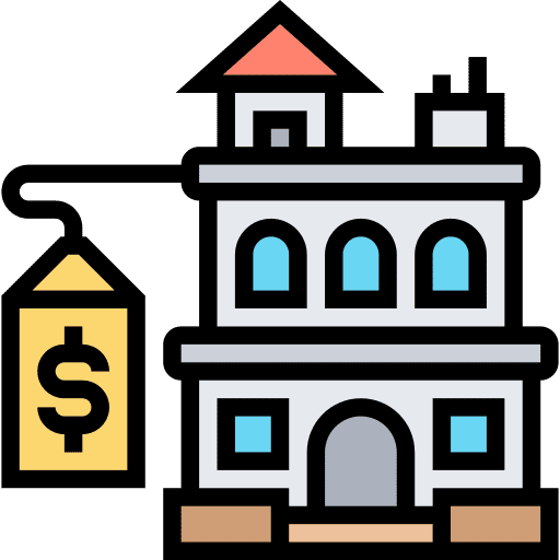 Apartment building real estate dollar icon Apartment building real estate dollar icon
