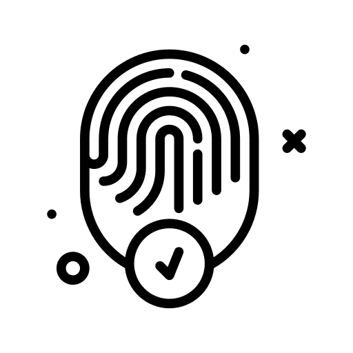 Fingerprint identification checkmark security icon