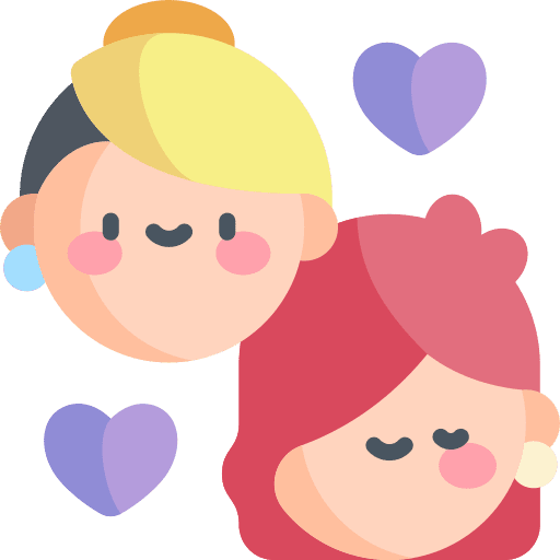 Lesbian love and romance caucasian couple icon