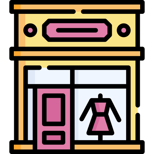 Boutique atelier architecture and city buildings icon