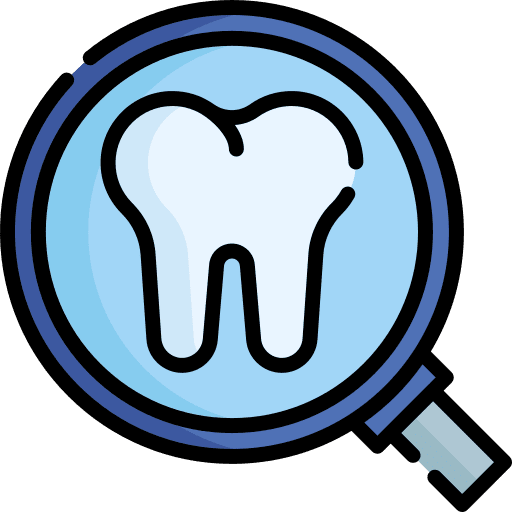 Tooth magnifying glass loupe tooth icon