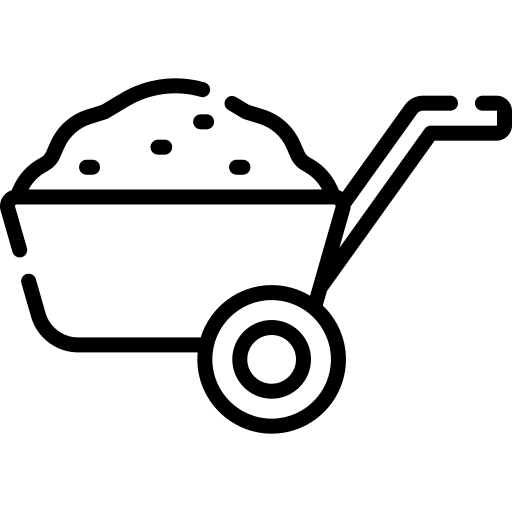 Asbestos material wheelbarrow construction and tools icon