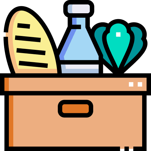 Food donation supermarket food and restaurant solidarity icon