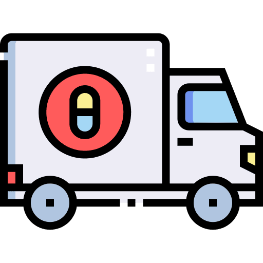 Delivery pills mover truck tool icon
