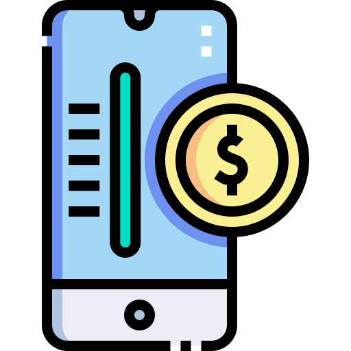 Mobile phone charity solidarity money icon
