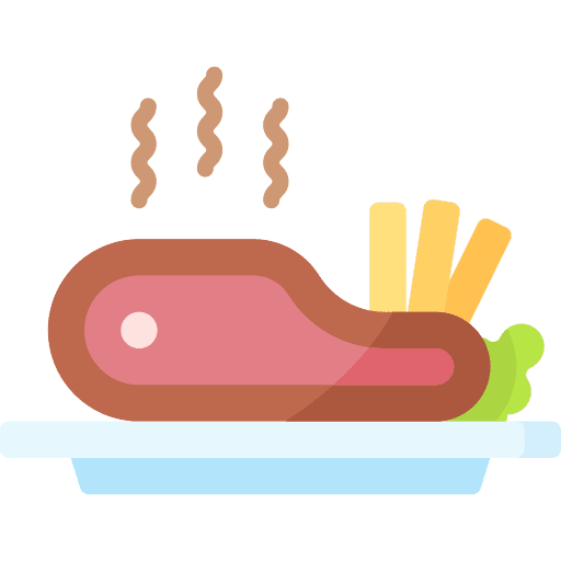 Steak food and restaurant grilled protein icon Steak food and restaurant grilled protein icon