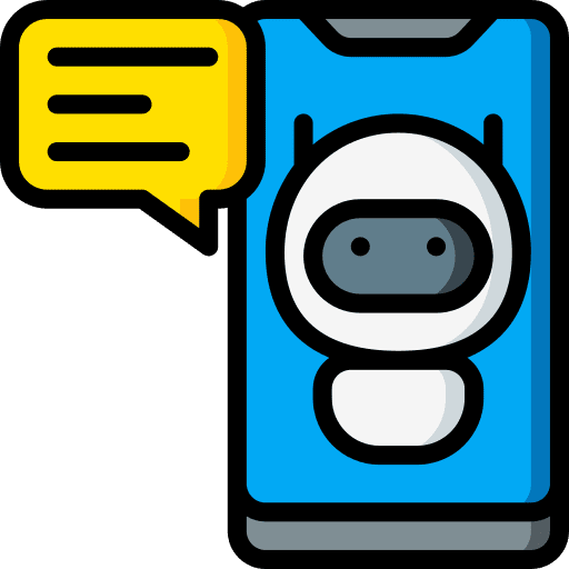 Mobile chat phone robot icon Mobile chat phone robot icon
