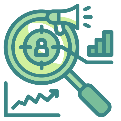 Research user bar chart marketing icon