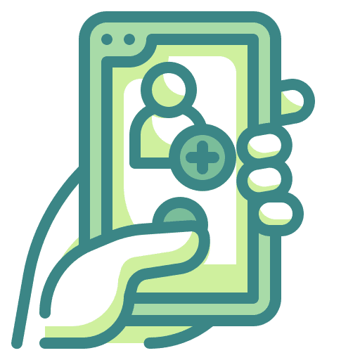 Subscription follow mobile phone add friend icon Subscription follow mobile phone add friend icon