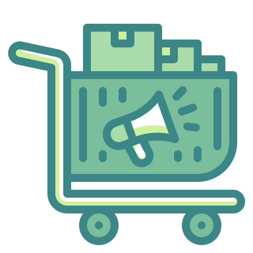 Shopping cart announcement megaphone ecommerce icon Shopping cart announcement megaphone ecommerce icon