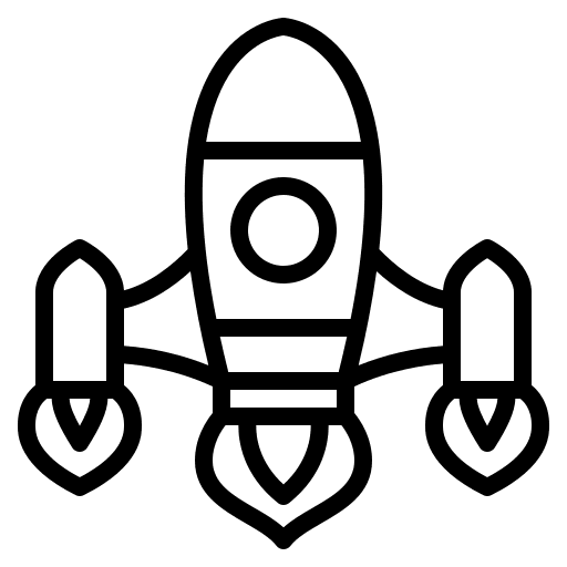 Rocket transportation spaceship startup icon Rocket transportation spaceship startup icon