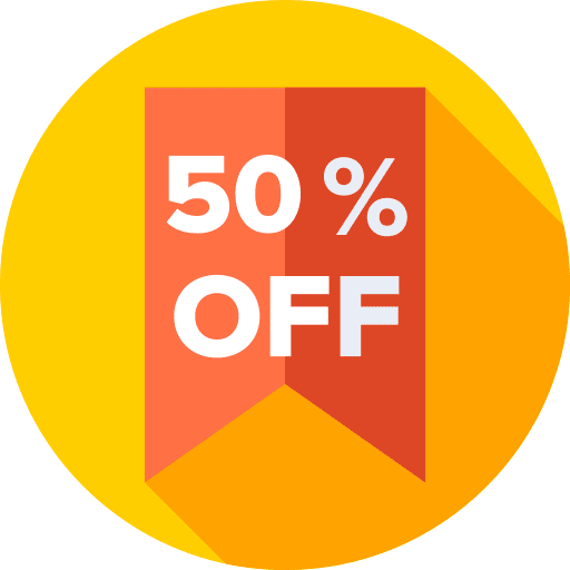Discount commerce 50 percent 50 icon
