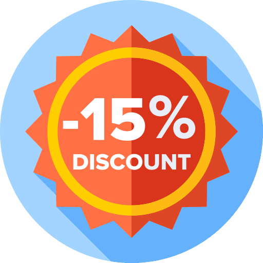 Discount commerce and shopping 15 sale icon