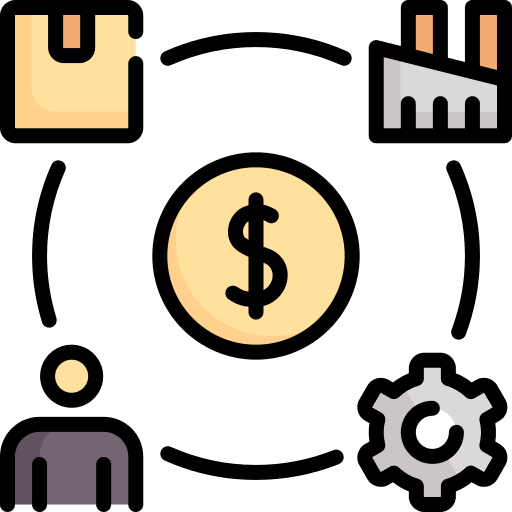 Value chain money production business and finance icon