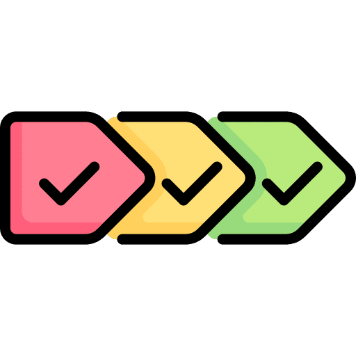 Value chain steps check business and finance icon