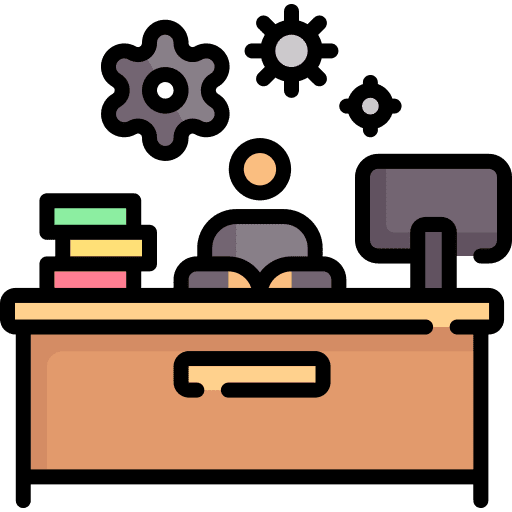 Work in progress desk office professions and jobs icon