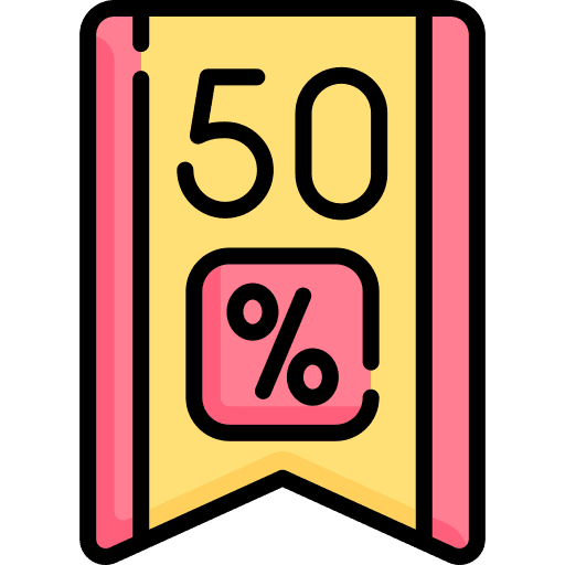 50 offer half commerce and shopping icon