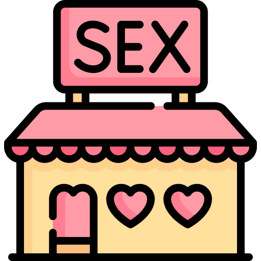 Sex shop erotic architecture and city building icon