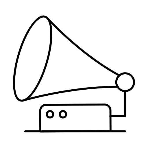 Phonograph music and multimedia gramophone antique icon