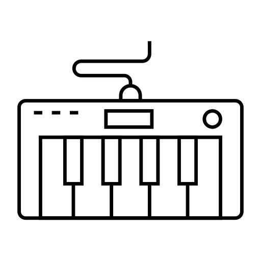 Piano keyboard music and multimedia piano keyboard electronics icon