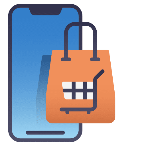 Mobile shopping purchase shopping bag mobile phone icon