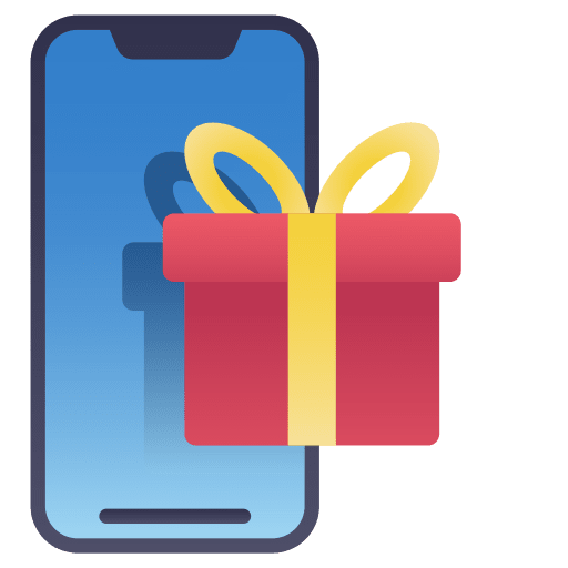 Gift box smartphone commerce and shopping gift box icon Gift box smartphone commerce and shopping gift box icon
