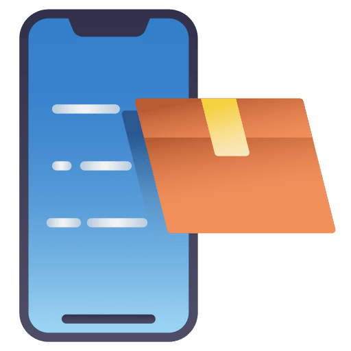 Delivery box mobile phone shipping and delivery package icon Delivery box mobile phone shipping and delivery package icon
