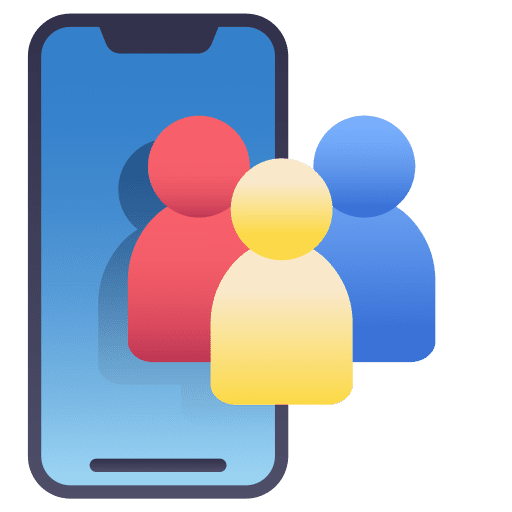 Group mobile phone multiple users smartphone icon Group mobile phone multiple users smartphone icon