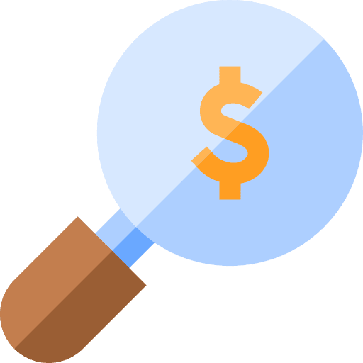 Money magnifying glass bank currency icon Money magnifying glass bank currency icon