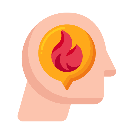 Burnout psychology man burning icon