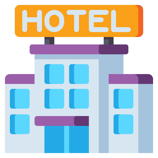 Hotel hostel accomodation buildings icon