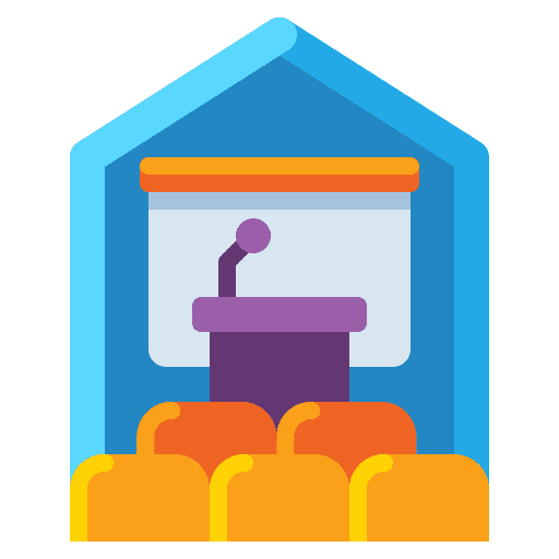 Conference hall study communications icon