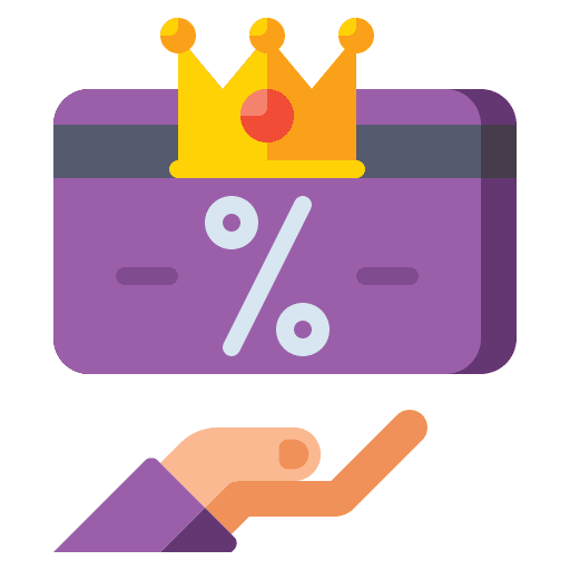 Customer loyalty hand crown present icon