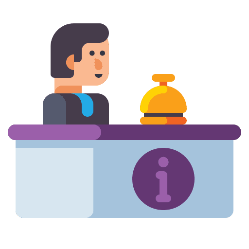 Reception desk front desk lobby receptionist icon