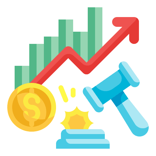 Auction stock market hammer increase icon Auction stock market hammer increase icon