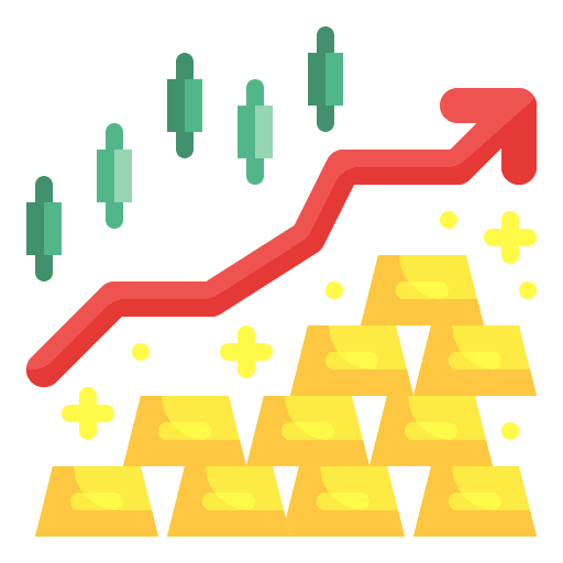 Gold graph arrow up business icon Gold graph arrow up business icon