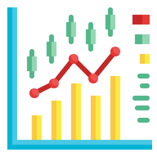 Trading graph statistics business and finance icon Trading graph statistics business and finance icon