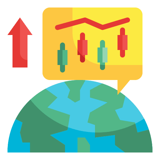Worldwide arrow up website stock market icon