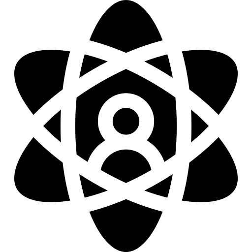 Atom react science physics icon Atom react science physics icon