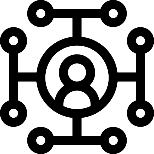 Link user communications network icon Link user communications network icon