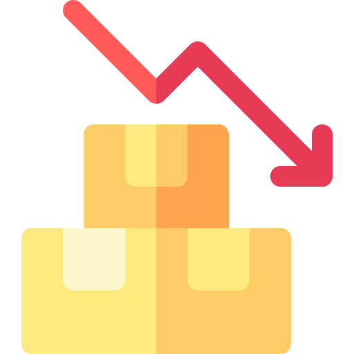 Goods business and finance decrease goods icon Goods business and finance decrease goods icon