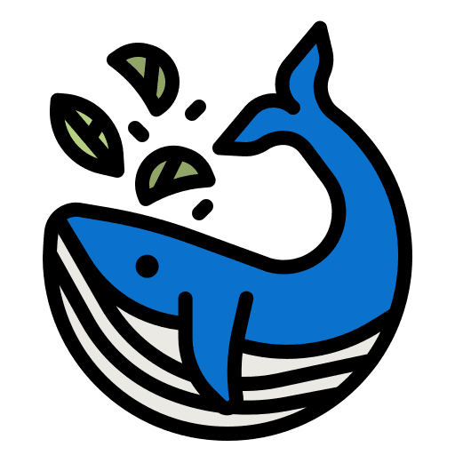 Whale animal kingdom leaves nature icon